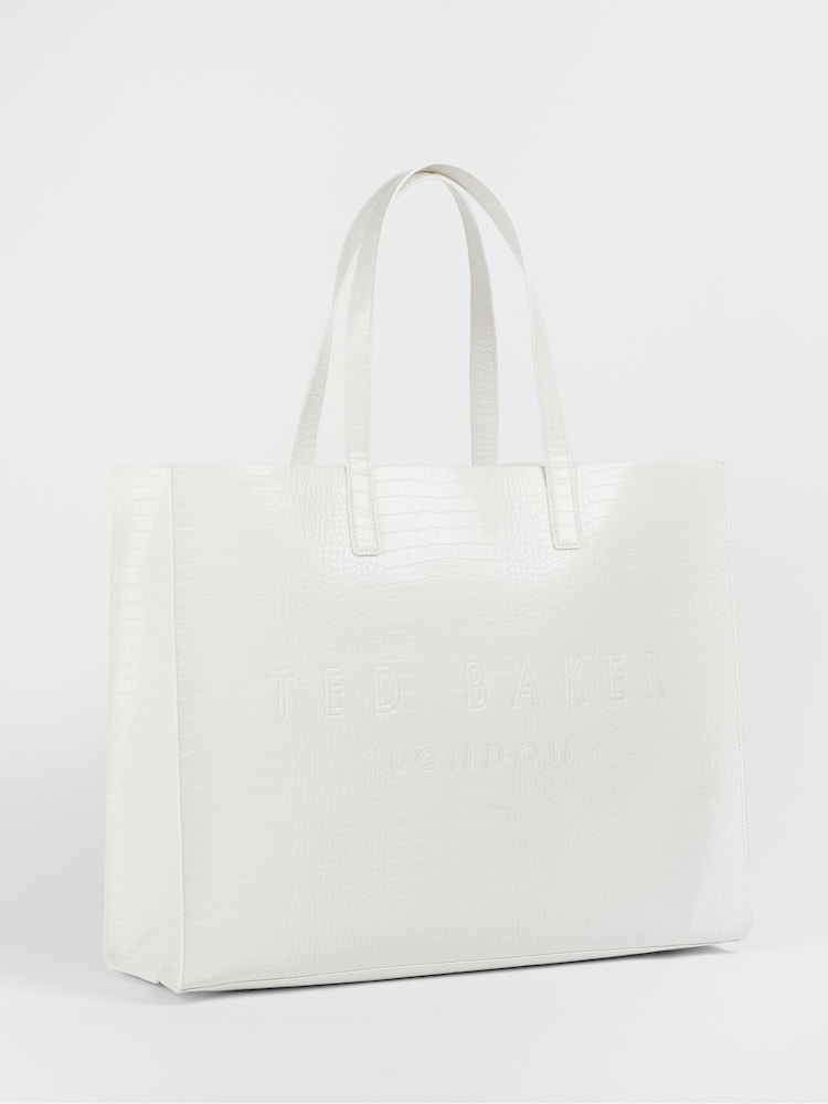 Ted Baker Cream Large Allicon Croc Effect Icon Bag - Image 1 of 4