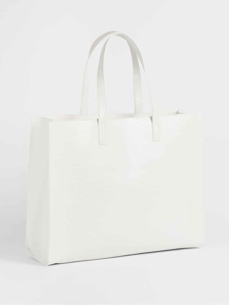 Ted Baker Cream Large Allicon Croc Effect Icon Bag - Image 2 of 4