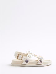 River Island Cream Girls Gem Sandals - Image 1 of 5