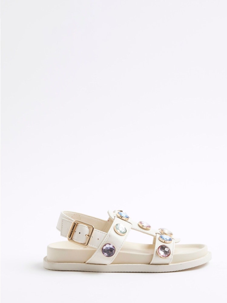 River Island Cream Girls Gem Sandals - Image 1 of 5