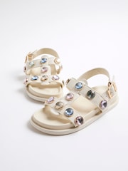 River Island Cream Girls Gem Sandals - Image 3 of 5