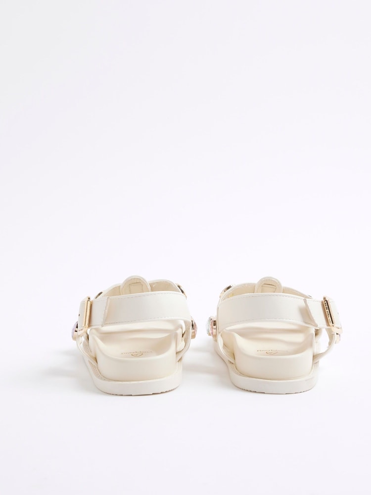 River Island Cream Girls Gem Sandals - Image 5 of 5 River Island Cream Girls Gem Sandals - Image 5 of 5