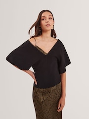 Ted Baker Black Reginah-V-Neck Knit Top - Image 1 of 7
