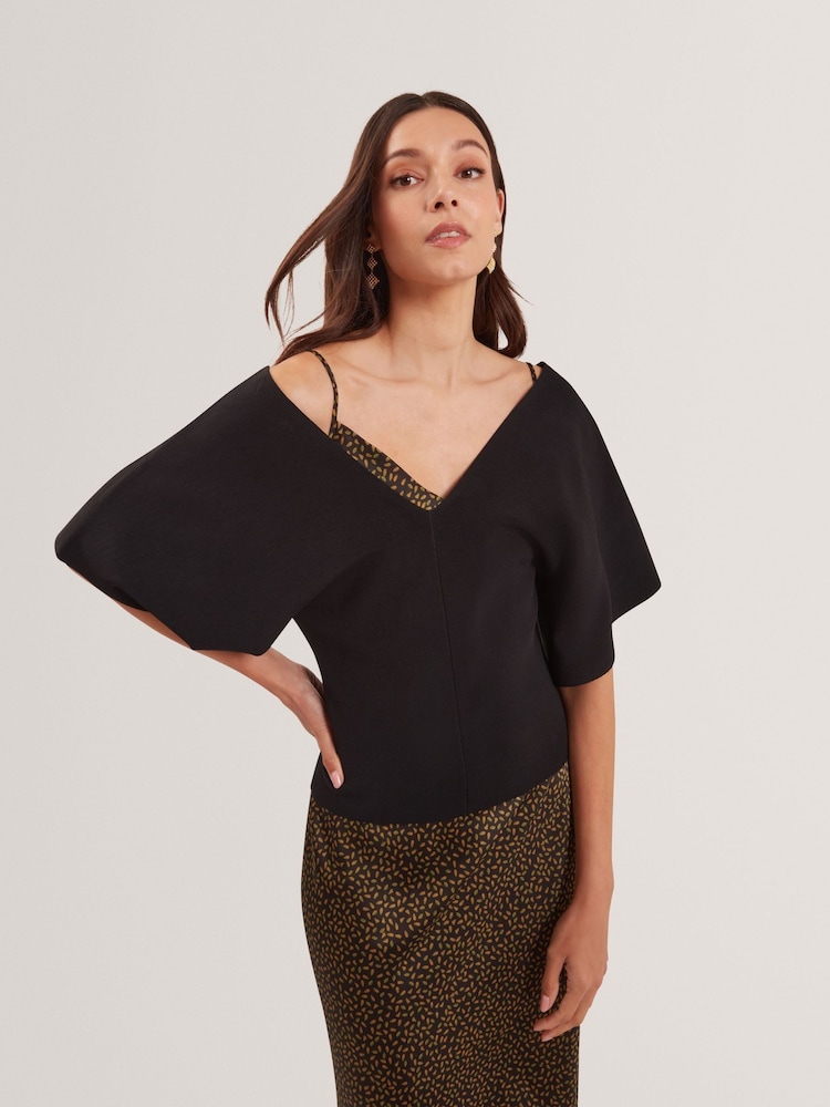 Ted Baker Black Reginah-V-Neck Knit Top - Image 1 of 7