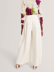 Ted Baker White Duuva Box Pleat Wide Leg Trousers - Image 2 of 8