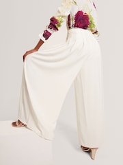 Ted Baker White Duuva Box Pleat Wide Leg Trousers - Image 5 of 8