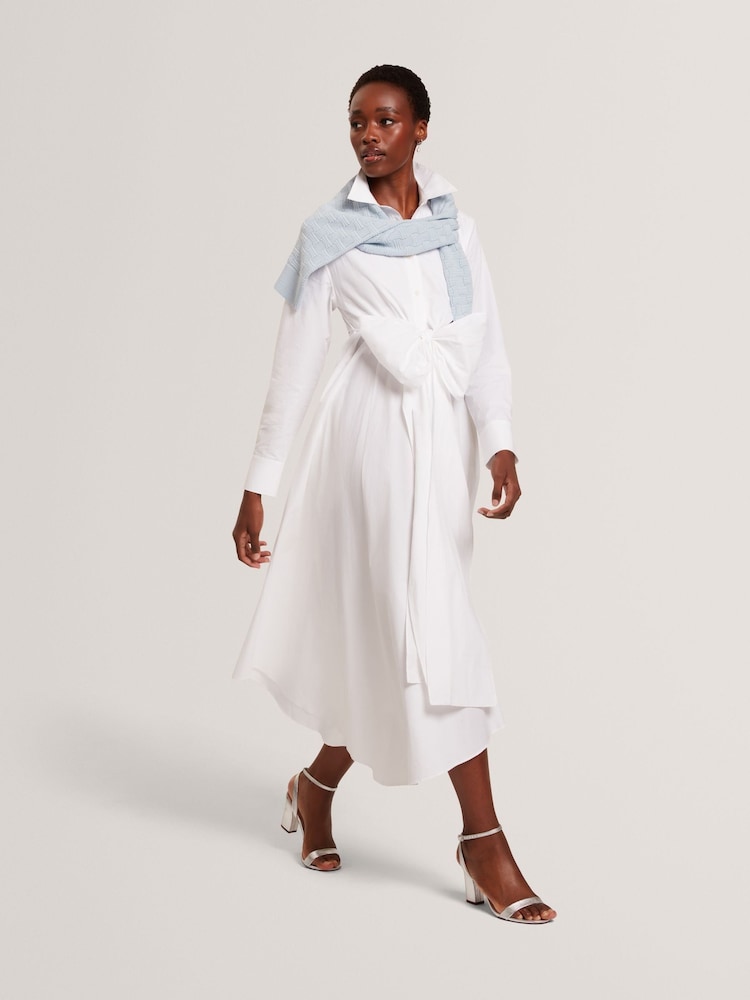 Ted Baker White Ellisia Cotton Wrap Shirt Midi Dress - Image 1 of 6