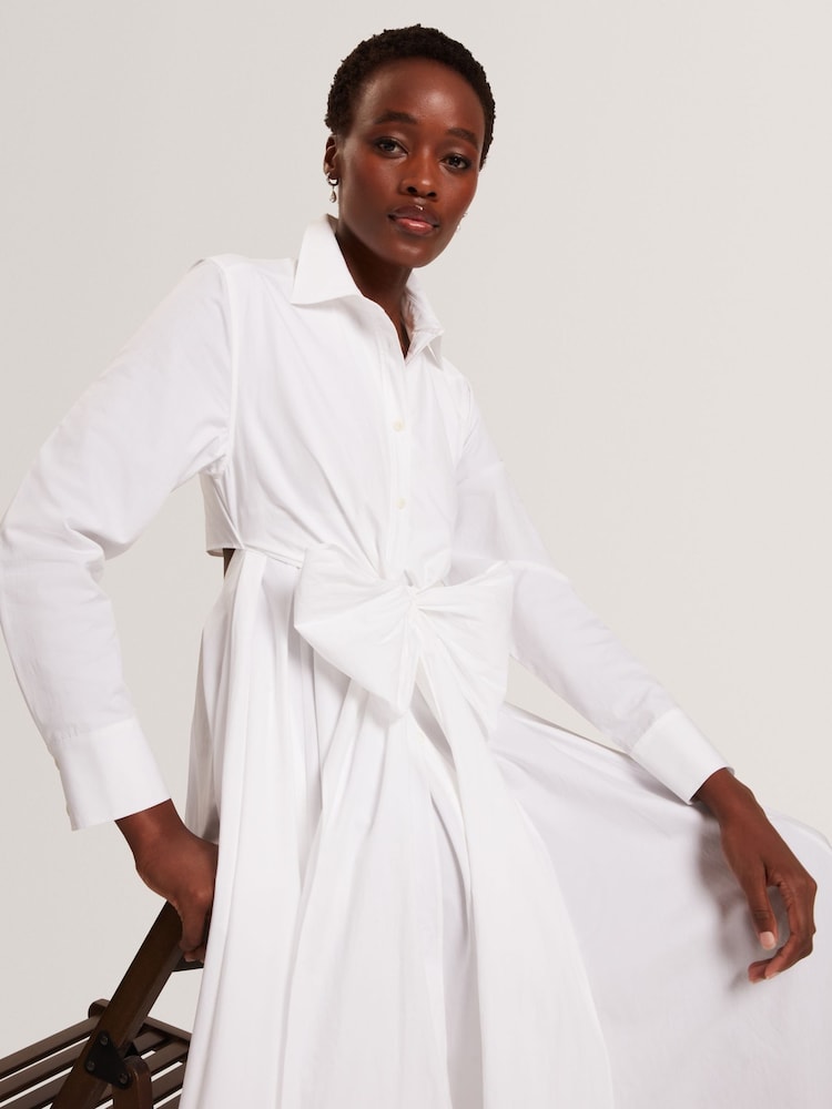 Ted Baker White Ellisia Cotton Wrap Shirt Midi Dress - Image 2 of 6