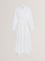 Ted Baker White Ellisia Cotton Wrap Shirt Midi Dress - Image 5 of 6