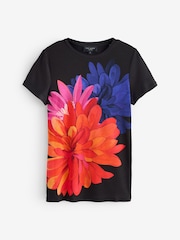 Ted Baker Black Riccia Printed Fitted T-Shirt - Image 1 of 3