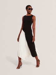 Ted Baker Black Zeera Sleeveless Knit Midi Dress With Pleat Panel - Image 1 of 5