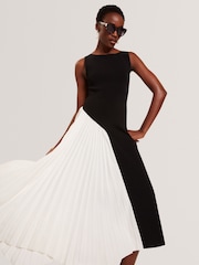 Ted Baker Black Zeera Sleeveless Knit Midi Dress With Pleat Panel - Image 2 of 5