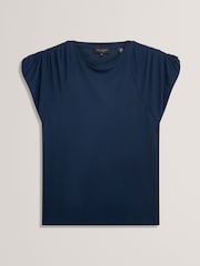 Ted Baker Blue Elmie Gather Shoulder Detail T-Shirt - Image 7 of 8
