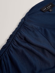 Ted Baker Blue Elmie Gather Shoulder Detail T-Shirt - Image 8 of 8