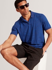 Ted Baker Blue Edwine Short Sleeve Regular Jacquard Leaf Polo Shirt - Image 3 of 7