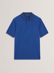 Ted Baker Blue Edwine Short Sleeve Regular Jacquard Leaf Polo Shirt - Image 6 of 7