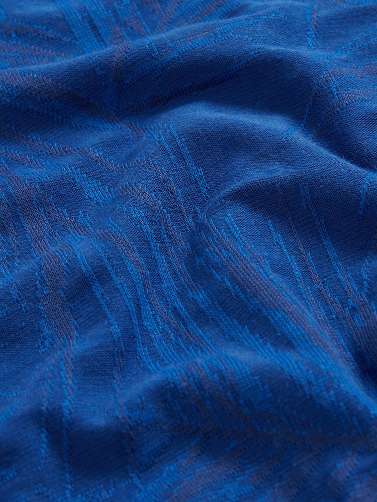 Ted Baker Blue Edwine Short Sleeve Regular Jacquard Leaf Polo Shirt - Image 7 of 7
