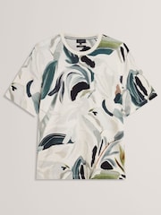 Ted Baker White Almoi Short Sleeve Cotton Floral Print T-Shirt - Image 5 of 6
