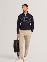 Ted Baker Robinsn Long Sleeve Branded Check Half Zip Jumper - Imagem 1 de 8