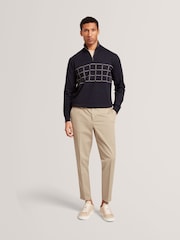 Ted Baker Robinsn Long Sleeve Branded Check Half Zip Jumper - Imagem 2 de 8