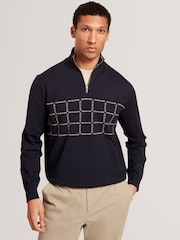 Ted Baker Robinsn Long Sleeve Branded Check Half Zip Jumper - Imagem 3 de 8