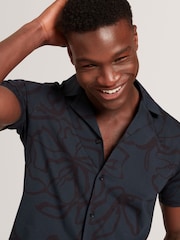 Ted Baker Blue Claub Floral Print Jersey Shirt - Image 5 of 8