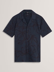 Ted Baker Blue Claub Floral Print Jersey Shirt - Image 7 of 8