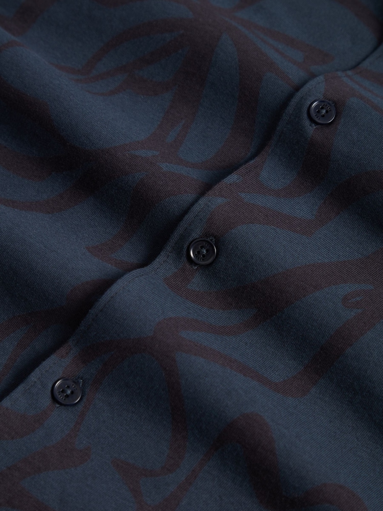 Ted Baker Blue Claub Floral Print Jersey Shirt - Image 8 of 8