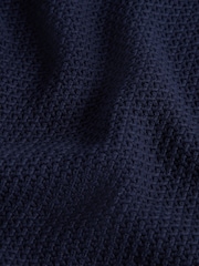 Ted Baker Blue Brucei Waffle Stitch Knit Polo Shirt - Image 8 of 8