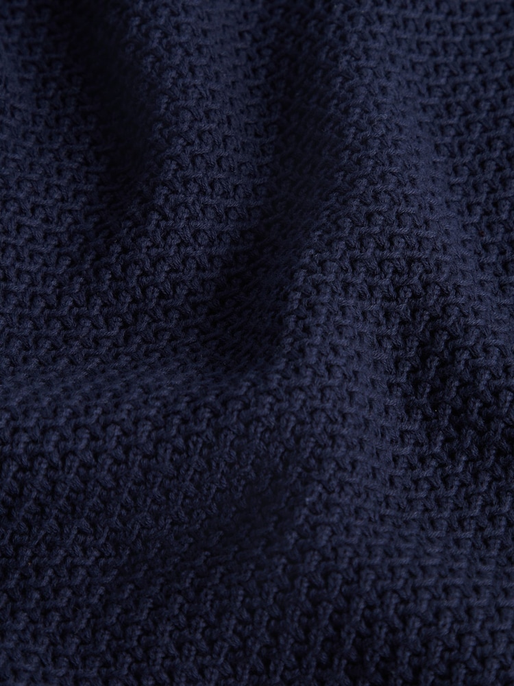 Ted Baker Blue Brucei Waffle Stitch Knit Polo Shirt - Image 8 of 8