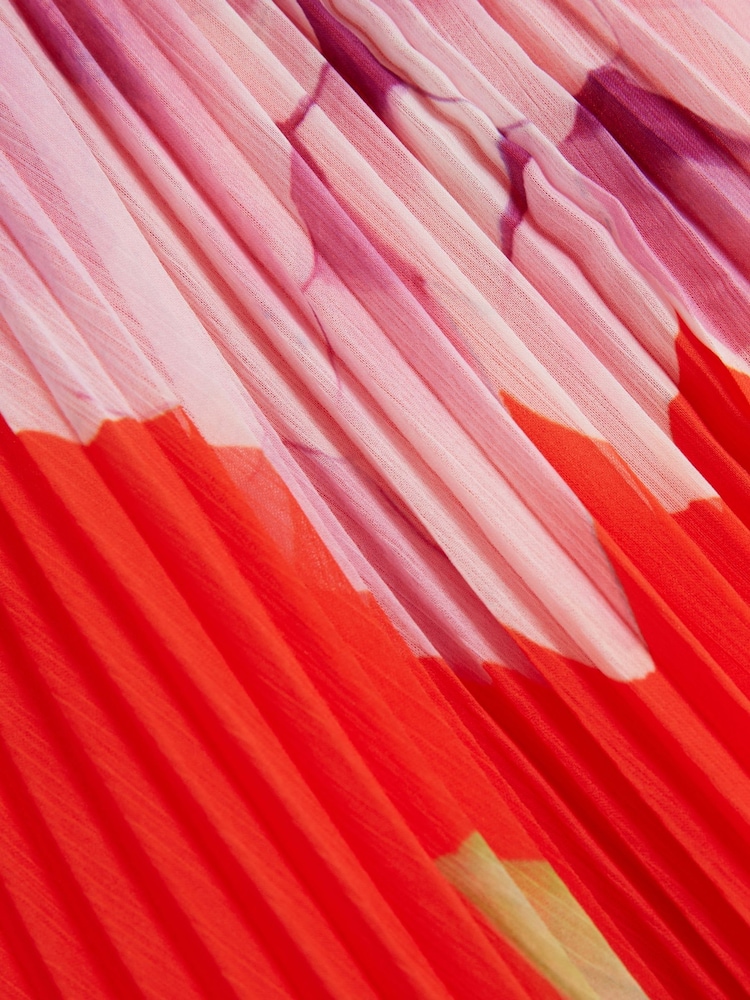 Ted Baker Orange Clovina Printed Halter Neck Sleeveless Pleated Top - Image 8 of 8 Ted Baker Orange Clovina Printed Halter Neck Sleeveless Pleated Top - Image 8 of 8