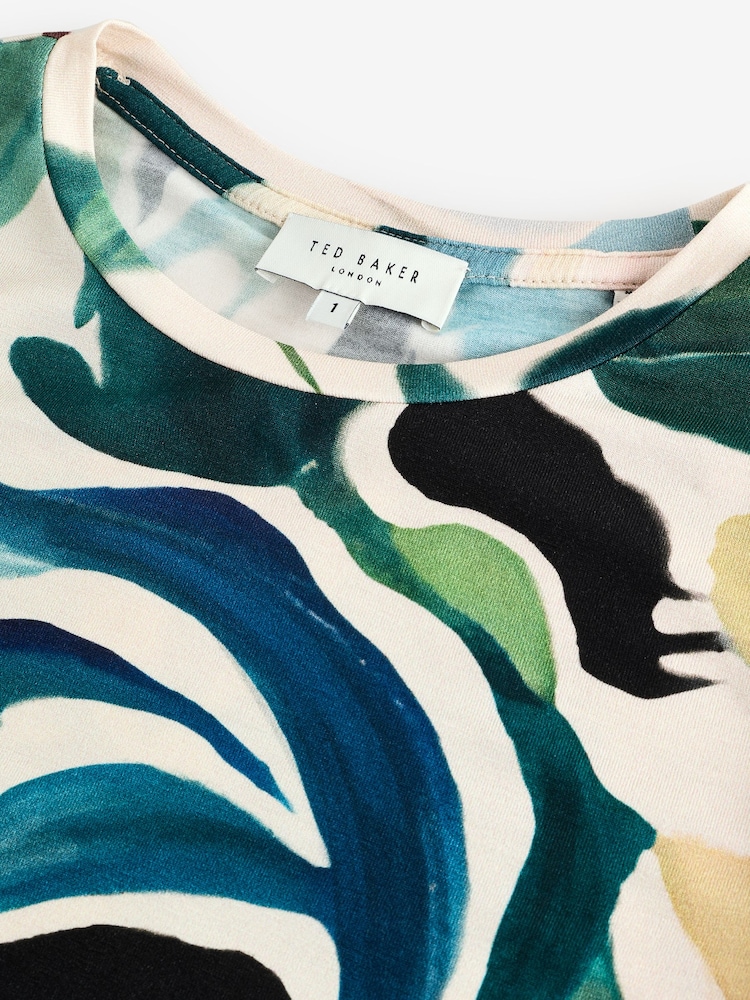 Ted Baker Green Haiiley Printed Fitted Short Sleeve T-Shirt - Image 2 of 3