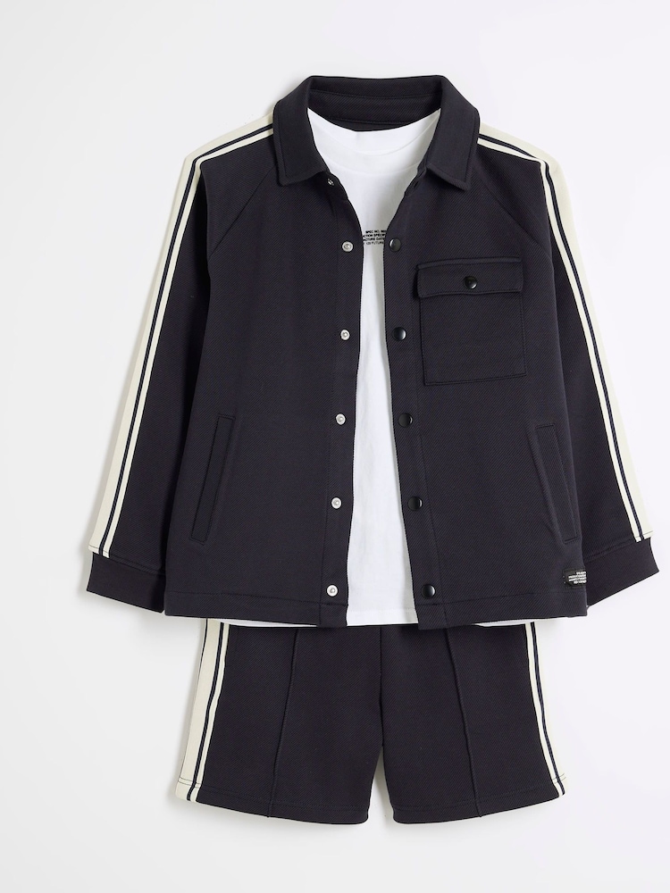 River Island Blue Boys Taped Shorts Set 3 Pack - Image 3 of 5
