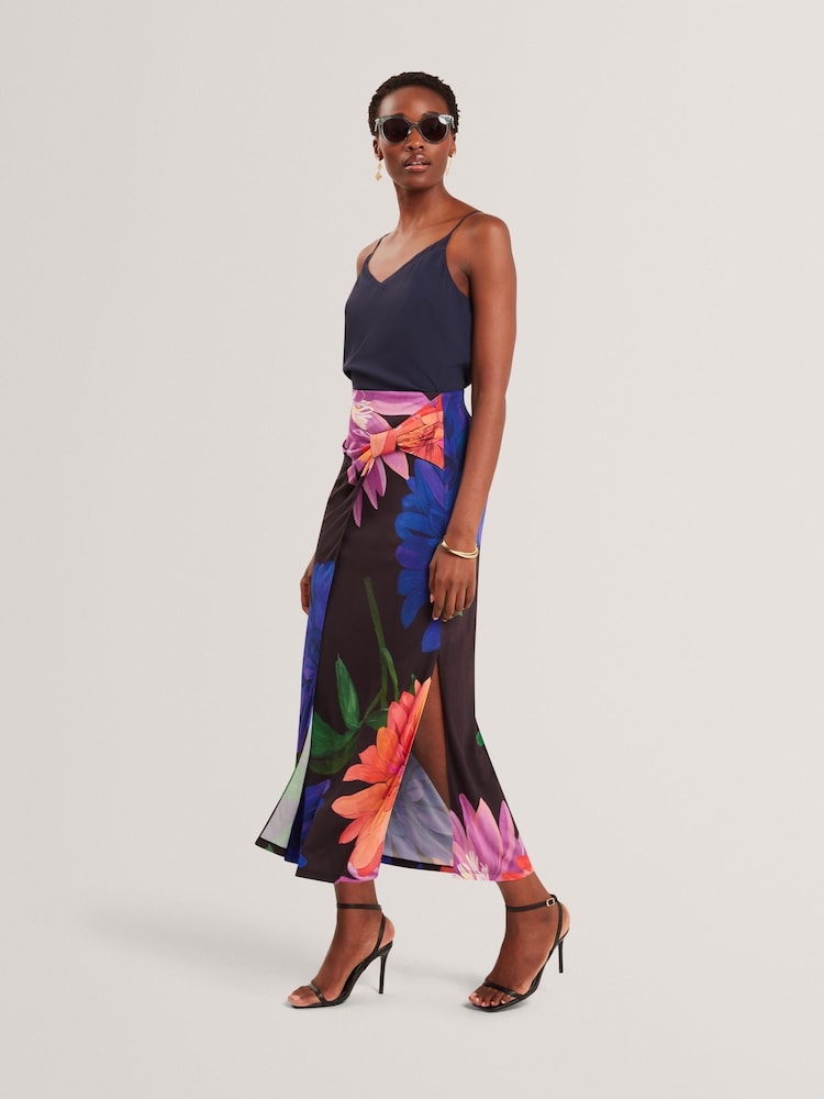 Ted Baker Black Varnia Printed Midi Skirt - Image 1 of 11 Ted Baker Black Varnia Printed Midi Skirt - Image 1 of 11