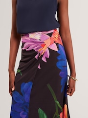 Ted Baker Black Varnia Printed Midi Skirt - Image 4 of 11