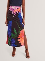 Ted Baker Black Varnia Printed Midi Skirt - Image 6 of 11