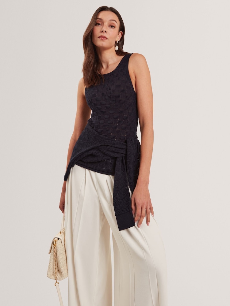 Ted Baker Blue Yuna Touch Of Silk Knitted Sleeveless Top - Image 2 of 7