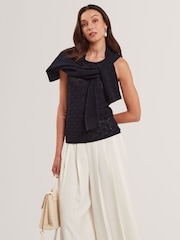 Ted Baker Blue Yuna Touch Of Silk Knitted Sleeveless Top - Image 5 of 7