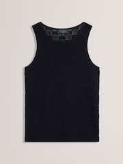 Ted Baker Blue Yuna Touch Of Silk Knitted Sleeveless Top - Image 6 of 7