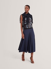 Ted Baker Blue Zanzah Cotton Poplin Midi Skirt - Image 1 of 7