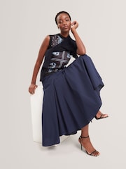 Ted Baker Blue Zanzah Cotton Poplin Midi Skirt - Image 2 of 7