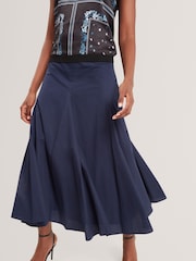 Ted Baker Blue Zanzah Cotton Poplin Midi Skirt - Image 3 of 7