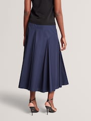 Ted Baker Blue Zanzah Cotton Poplin Midi Skirt - Image 4 of 7