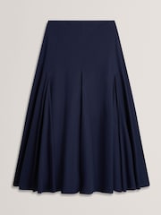 Ted Baker Blue Zanzah Cotton Poplin Midi Skirt - Image 6 of 7