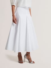 Ted Baker White Zanzah Cotton Poplin Midi Skirt - Image 2 of 6