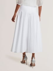 Ted Baker White Zanzah Cotton Poplin Midi Skirt - Image 3 of 6