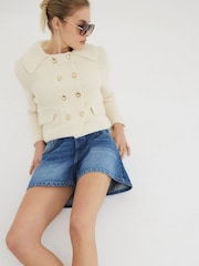 River Island Blue Denim Elasticated A Line 100% Cotton Shorts - Image 2 of 4