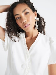 River Island White Frill Linen Tailored Dress - Image 4 of 4