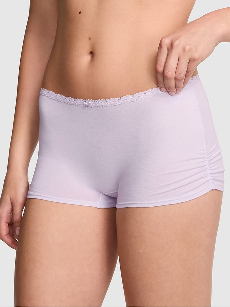 Victoria's Secret PINK Purple Whisper Short Cotton Boyshort Knickers - Image 1 of 3 Victoria's Secret PINK Purple Whisper Short Cotton Boyshort Knickers - Image 1 of 3