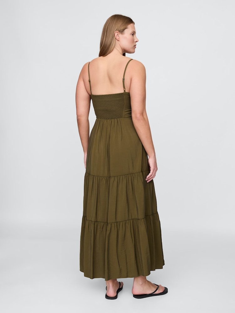Gap Green Tie-Front Tiered Maxi Dress - Image 2 of 5